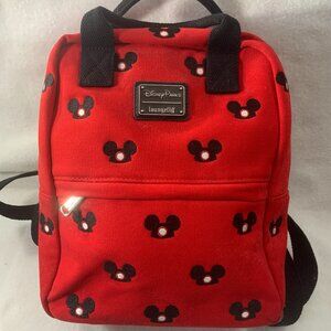 Disney Parks Red Canvas Loungefly Mickey Mouse Ears Hat Backpack